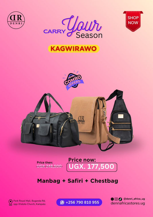 Man bag + Safiri travel bag + Chestbag